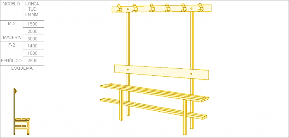 B2. Simple bench with shoe rack, back and hanger  