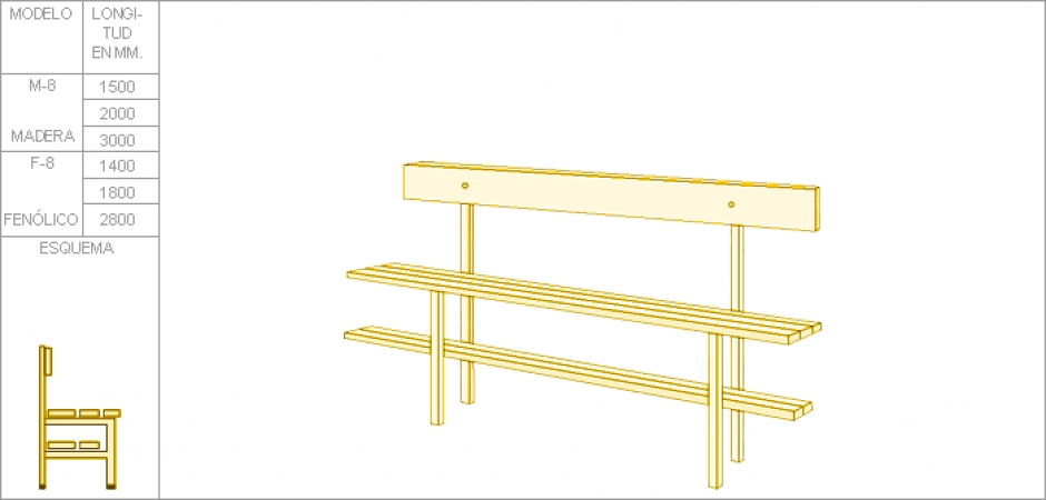  B8. Simple bench with shoe rack and back 