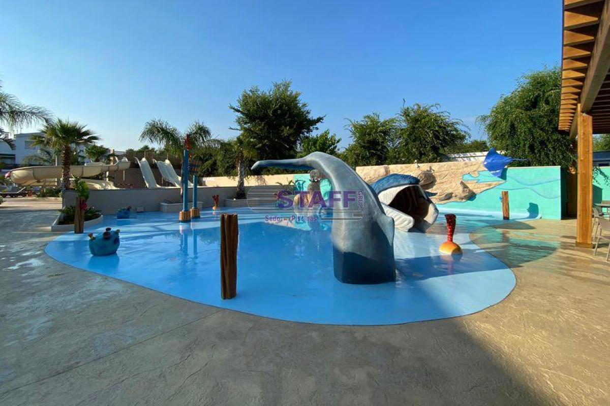 Splash Pad y cabinas para Camping Caballo de mar